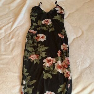 Guess Black Floral Midi Dress